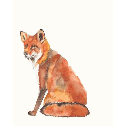 Sly Fox II Black Modern Wood Framed Art Print with Double Matting by Goldberger, Jennifer