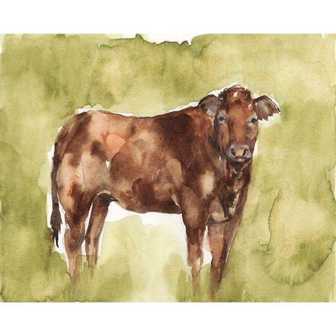 Cow in the Field I Gold Ornate Wood Framed Art Print with Double Matting by Goldberger, Jennifer