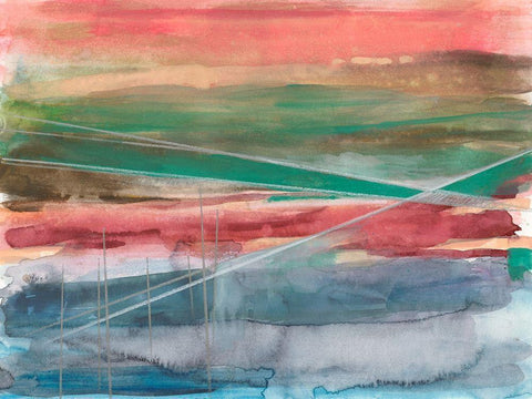 Vanishing Line I White Modern Wood Framed Art Print with Double Matting by Goldberger, Jennifer