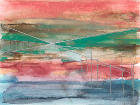 Vanishing Line II White Modern Wood Framed Art Print with Double Matting by Goldberger, Jennifer