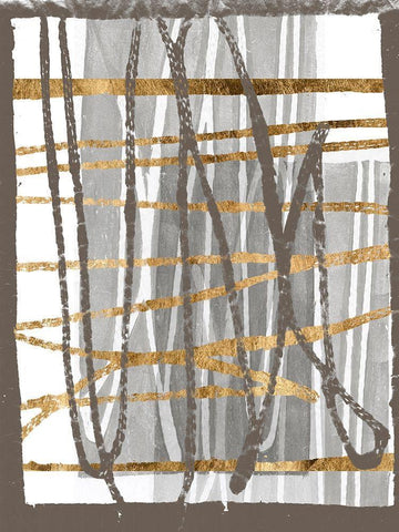 Golden Thread I White Modern Wood Framed Art Print with Double Matting by Goldberger, Jennifer