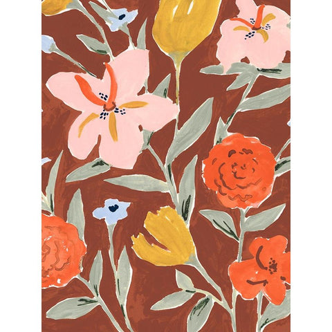 Warm Floral II White Modern Wood Framed Art Print by Borges, Victoria