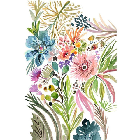 Happy Flowers I Black Modern Wood Framed Art Print by Fields, Karen
