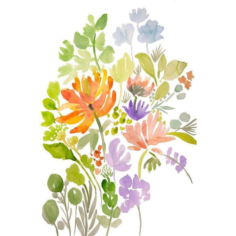 Happy Flowers III White Modern Wood Framed Art Print by Fields, Karen
