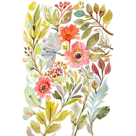 Happy Flowers IV Black Modern Wood Framed Art Print by Fields, Karen