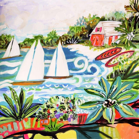 Cottage by the Bay II White Modern Wood Framed Art Print by Fields, Karen