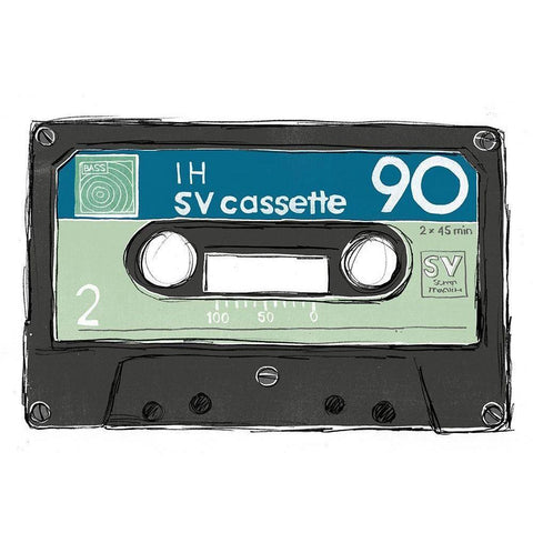 Mix Tape II Black Modern Wood Framed Art Print by Vess, June Erica