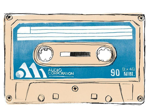 Mix Tape III White Modern Wood Framed Art Print with Double Matting by Vess, June Erica