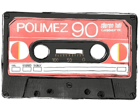 Mix Tape V White Modern Wood Framed Art Print with Double Matting by Vess, June Erica