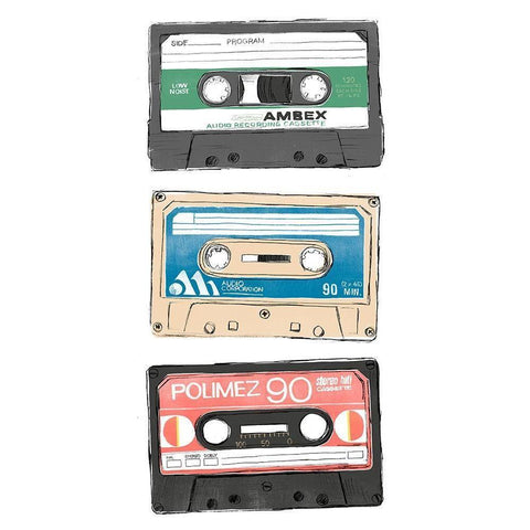 Mix Tape VII Black Modern Wood Framed Art Print with Double Matting by Vess, June Erica