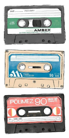 Mix Tape VII White Modern Wood Framed Art Print with Double Matting by Vess, June Erica