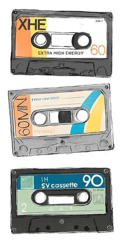 Mix Tape VIII White Modern Wood Framed Art Print with Double Matting by Vess, June Erica