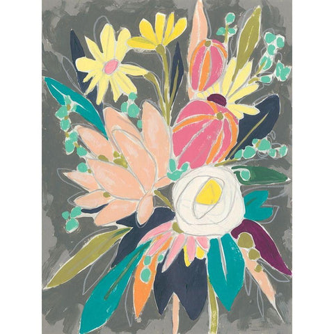 Fauvist Flora I Black Modern Wood Framed Art Print by Vess, June Erica