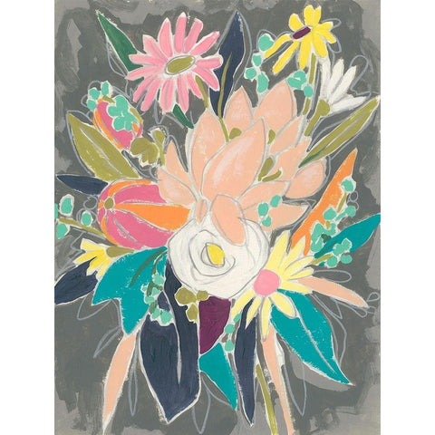 Fauvist Flora II Gold Ornate Wood Framed Art Print with Double Matting by Vess, June Erica