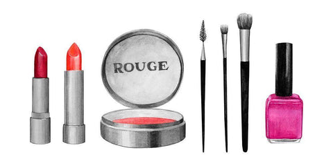 Makeup Swatches I White Modern Wood Framed Art Print with Double Matting by Popp, Grace