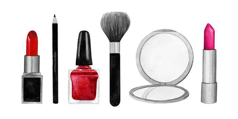 Makeup Swatches II White Modern Wood Framed Art Print with Double Matting by Popp, Grace