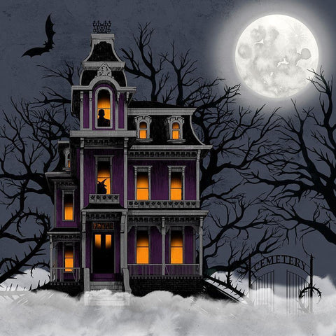 Spooky Night I White Modern Wood Framed Art Print with Double Matting by Popp, Grace