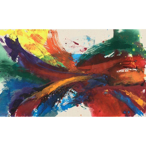 Twisting Rainbow I Black Modern Wood Framed Art Print with Double Matting by Goldberger, Jennifer