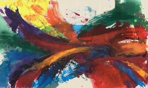 Twisting Rainbow I Black Ornate Wood Framed Art Print with Double Matting by Goldberger, Jennifer