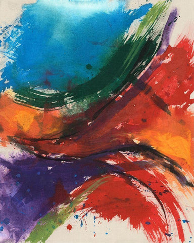 Primary Splash I White Modern Wood Framed Art Print with Double Matting by Goldberger, Jennifer