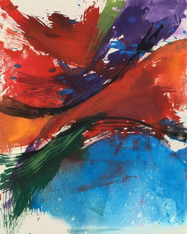 Primary Splash II White Modern Wood Framed Art Print with Double Matting by Goldberger, Jennifer