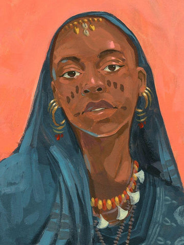 Wodaabe Woman I Black Ornate Wood Framed Art Print with Double Matting by Green, Jacob