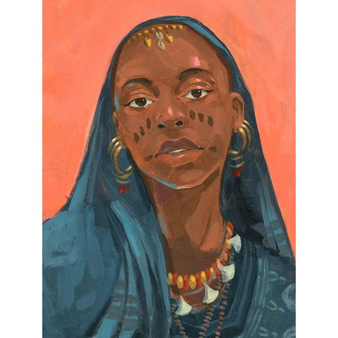 Wodaabe Woman I Black Modern Wood Framed Art Print by Green, Jacob