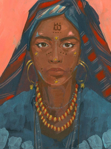 Wodaabe Woman II Black Ornate Wood Framed Art Print with Double Matting by Green, Jacob