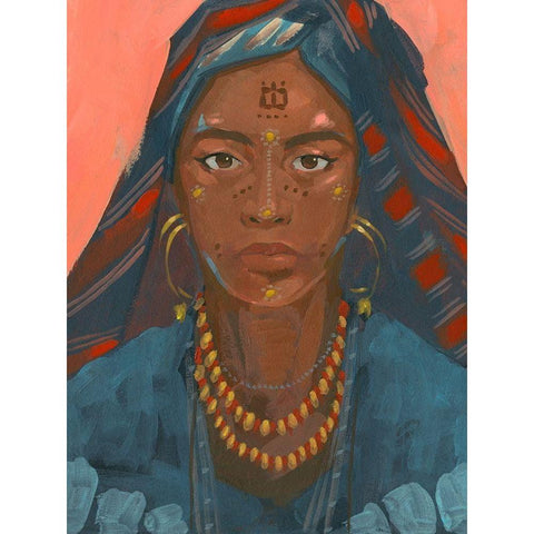 Wodaabe Woman II Black Modern Wood Framed Art Print by Green, Jacob