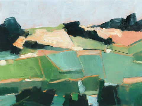 Rolling Fields I White Modern Wood Framed Art Print with Double Matting by Harper, Ethan