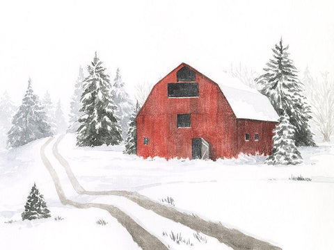 Evergreen Farm I Black Ornate Wood Framed Art Print with Double Matting by Popp, Grace