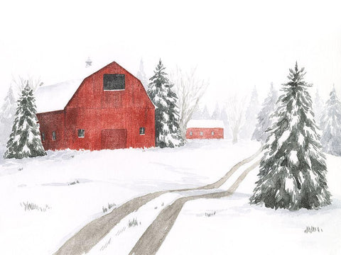 Evergreen Farm II Black Ornate Wood Framed Art Print with Double Matting by Popp, Grace