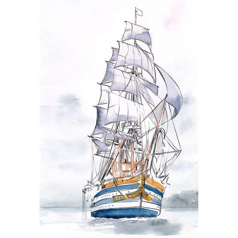 Tall Ship I White Modern Wood Framed Art Print by Parker, Jennifer Paxton