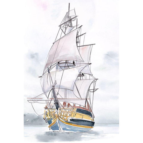 Tall Ship II Black Modern Wood Framed Art Print with Double Matting by Parker, Jennifer Paxton