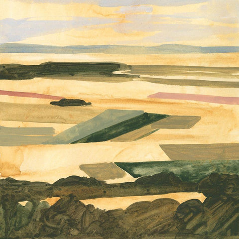 Golden Farmland II Black Ornate Wood Framed Art Print with Double Matting by Borges, Victoria