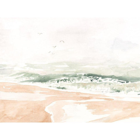 Sandy Surf I White Modern Wood Framed Art Print by Borges, Victoria