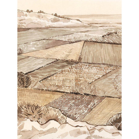 Arable Land I Gold Ornate Wood Framed Art Print with Double Matting by Popp, Grace