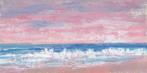 Coastal Pink Horizon II White Modern Wood Framed Art Print with Double Matting by OToole, Tim