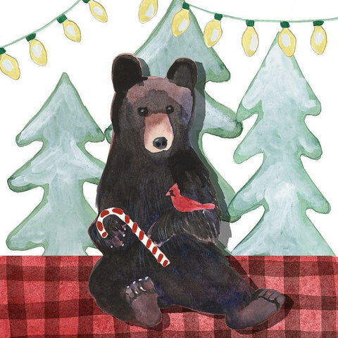 A Very Beary Christmas I Black Modern Wood Framed Art Print with Double Matting by Ludwig, Alicia