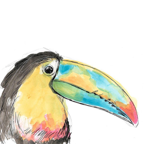 Tropical Bird Portrait II Black Ornate Wood Framed Art Print with Double Matting by Vess, June Erica