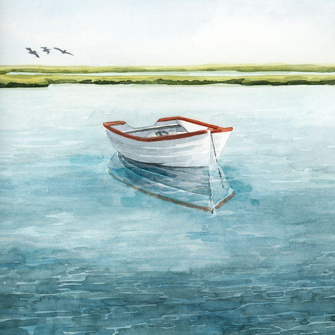 Anchored Bay II White Modern Wood Framed Art Print by Popp, Grace