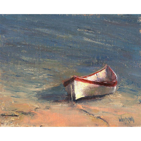 Beached Boat I Black Modern Wood Framed Art Print with Double Matting by Wendling, Marilyn
