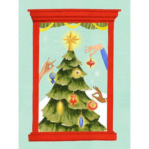 Retro Jingle Ball I Gold Ornate Wood Framed Art Print with Double Matting by Popp, Grace