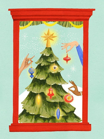 Retro Jingle Ball I White Modern Wood Framed Art Print with Double Matting by Popp, Grace