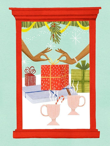 Retro Jingle Ball II White Modern Wood Framed Art Print with Double Matting by Popp, Grace