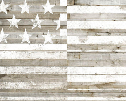 Americana Flag White Modern Wood Framed Art Print with Double Matting by Studio W