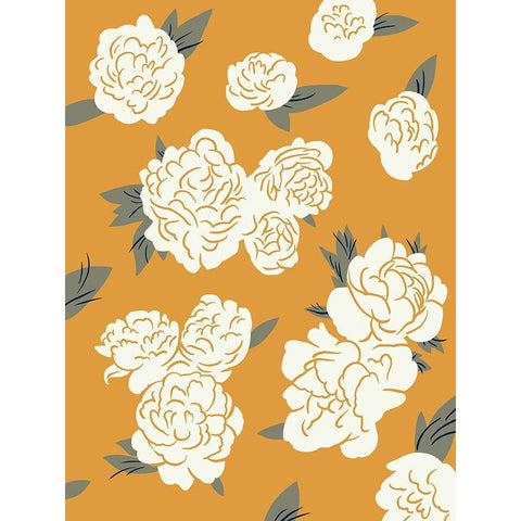 Ivory Peonies on Gold I White Modern Wood Framed Art Print by Green, Jacob