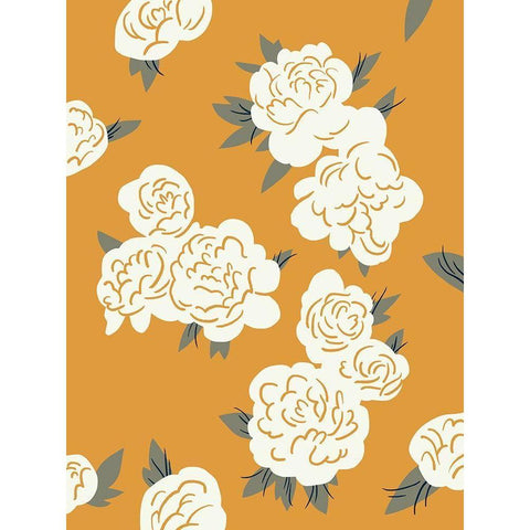 Ivory Peonies on Gold II White Modern Wood Framed Art Print by Green, Jacob