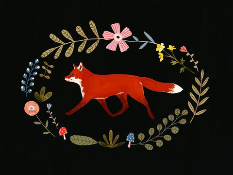 Critters and Foliage I Black Ornate Wood Framed Art Print with Double Matting by Borges, Victoria