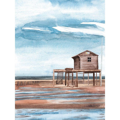 Along the Shoreline I Black Modern Wood Framed Art Print by Wang, Melissa